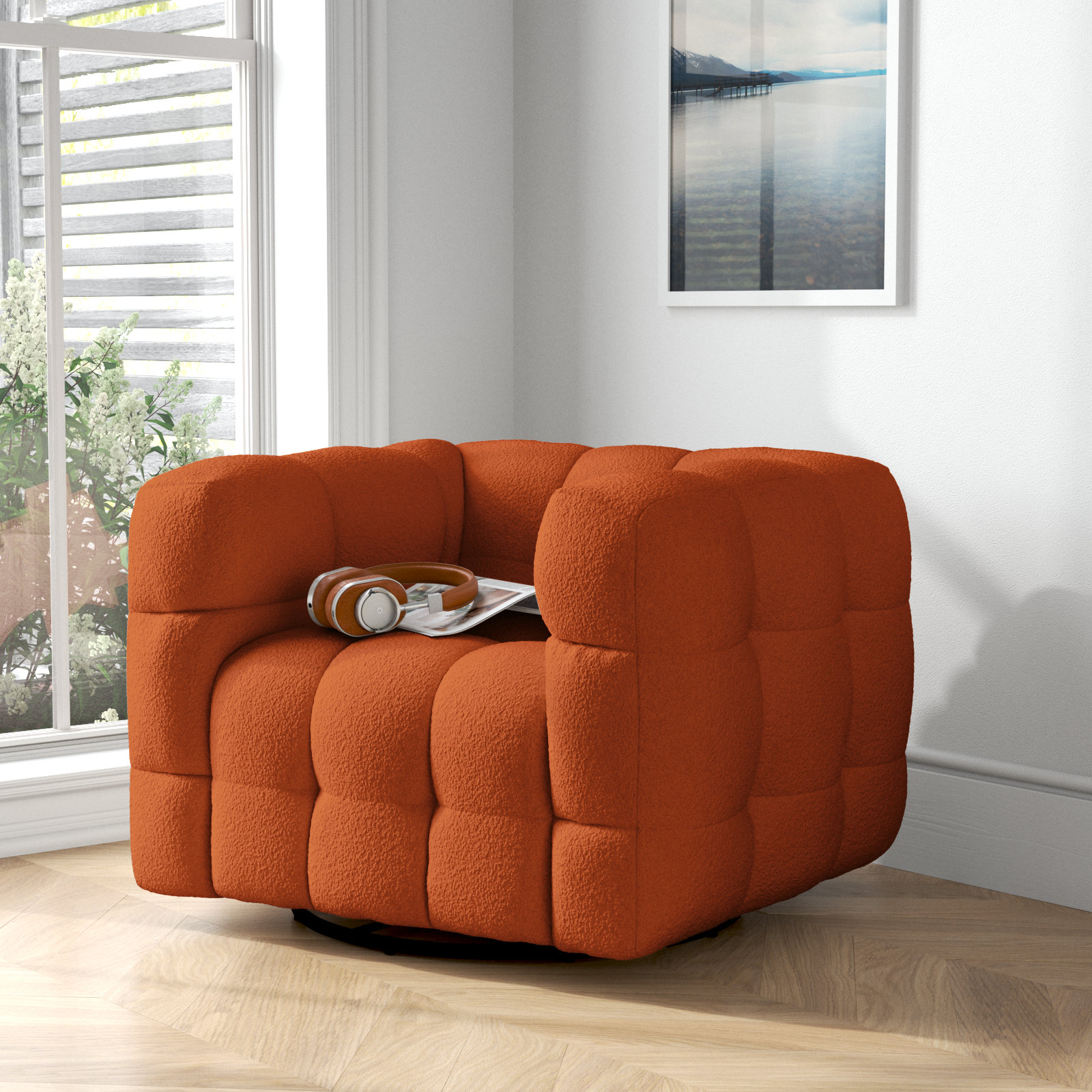 Wade Logan® Avdul Upholstered Swivel Armchair & Reviews | Wayfair