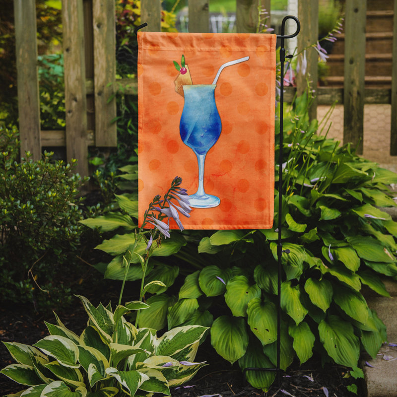 Drapeau de jardin en polyester 15 po x 11 po Theisen Summer Cocktail Polkadot, Orange