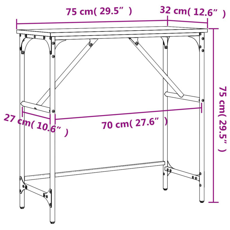 Console Table, 75cm H x 75cm W x 32cm D, Sonoma Oak