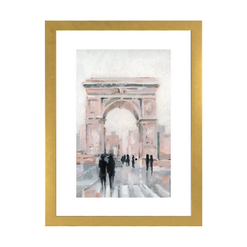 "Early morning flâner II" par Ethan Harper, reproduction d’art, H 24 po x l 16 po x P 1 po, Papier encadré doré, Blanc