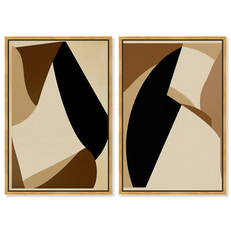 Desert Forms Duo Canvas Print Abstract Boho Art Set by Art Remedy, Black Frame, 10 x 15, H 16 po x l 11 po, Cadre doré