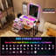 Dressing Table with Human Sensor RGB Lights, Tempered Glass Top, and Quick-Charging Station-447472114