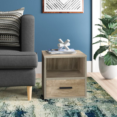 Table d'appoint empilable avec tiroir, gris