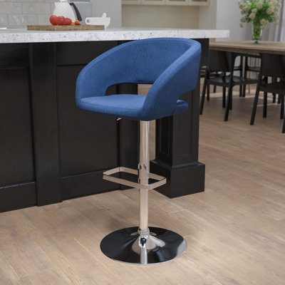 Amberlie Modern Upholstered Adjustable-Height Barstool with Footrest