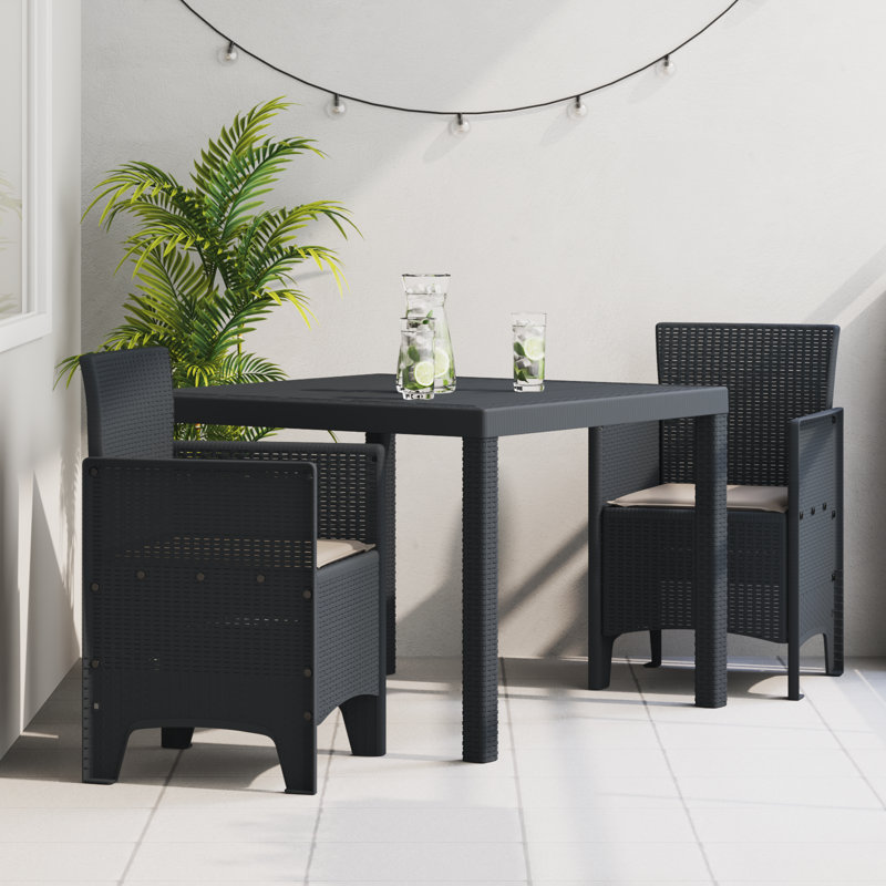 Ensemble de salle à manger de jardin 3 pièces vidaXL en polypropylène anthracite