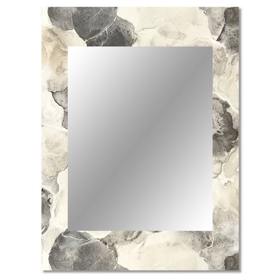 Grey Gray Circles Scenery I - Abstract Shapes Large Wall Mirror, Gray Decorative Mirror, Printed Metal Art