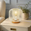 Lampe de table 1 lumière blanche à intensité variable avec base en bois pour chevet et petit bureau