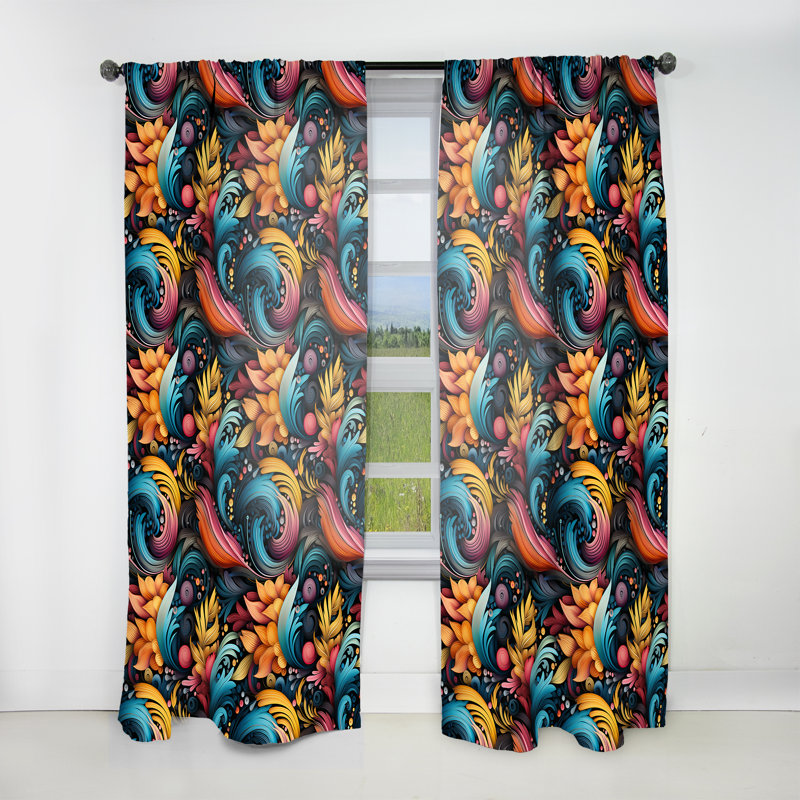 Motif artistique bohémien à motif bohémien IV - rideau obscurcissant en velours - 1 panneau, L 52 po x L 63 po