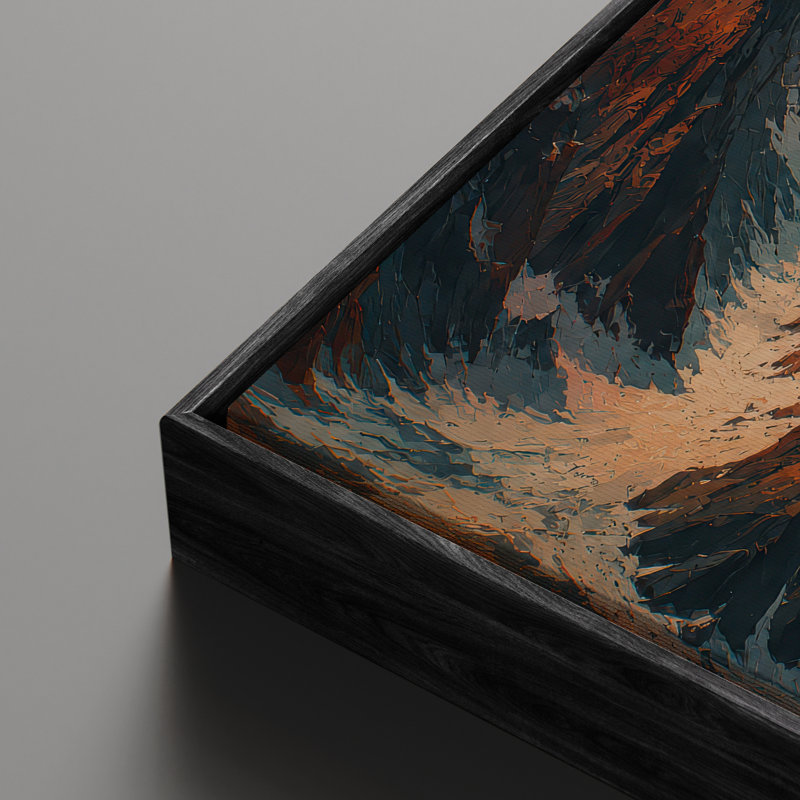 Art mural sur toile encadrée - Sommets de montagnes en cuivre dramatiques sous le ciel orageux - 16 po x 24 po, 24 po x 36 po