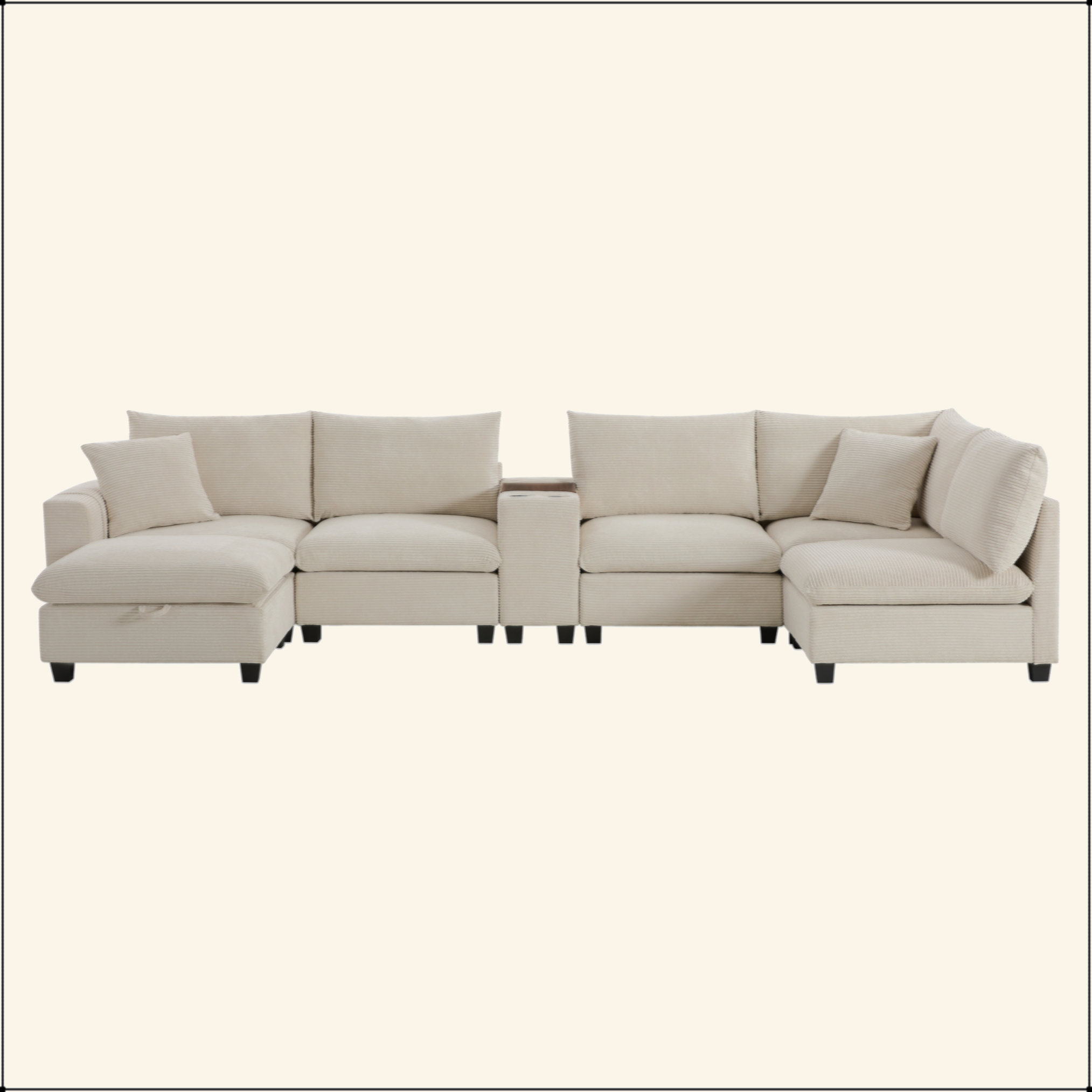 Hokku Designs Oversized Modular Sectional Sofa With Movable Storage ...