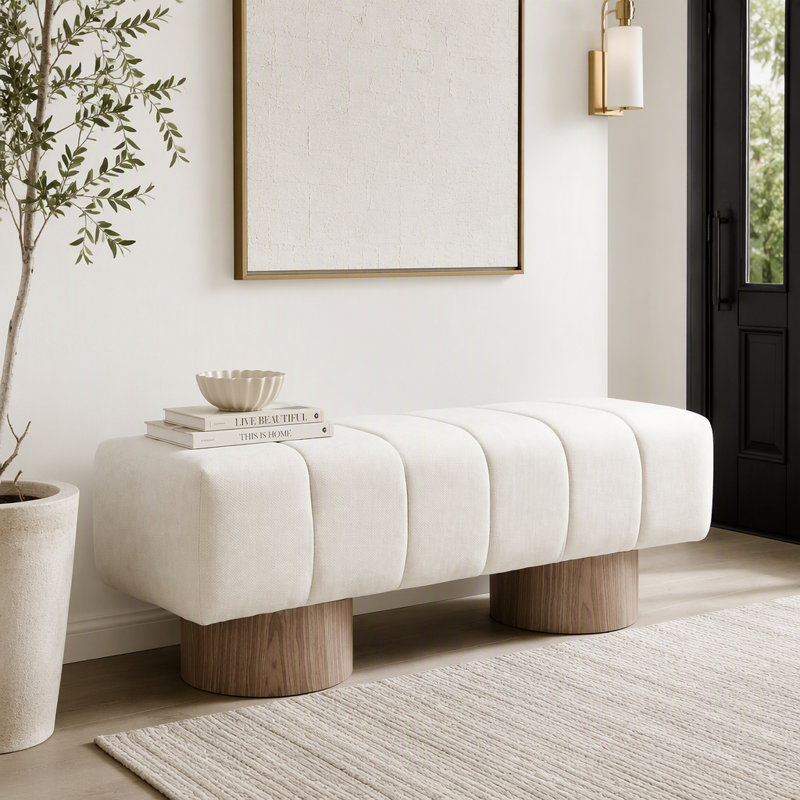 Banc de salle à manger rembourré, Blanc