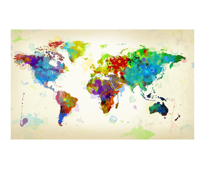 World Wallpaper Mural, 350 cm L x 270 cm W, Brown