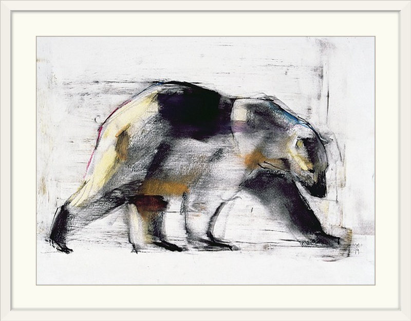 «Yusef Ursus Maritimus, 1999 (Charcoal)» par Mark Adlington, impression, H 30 po x l 38 po x P 1 po, Cadre blanc
