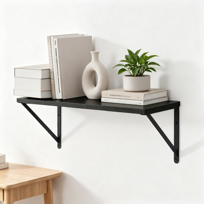 6Inch Deep Floating Shelves for Wall, Wood Wall Shelves Set of 3, Wide Floating Bookshelf with Metal Bracket for Living Room, Kitchen, Office, Bedroom and Decor Storage
