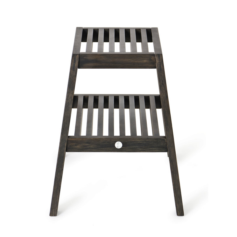 Belinda Solid Wood Accent Stool, Dark Oak