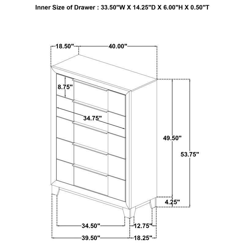 40 " W 5 - Drawer Dresser