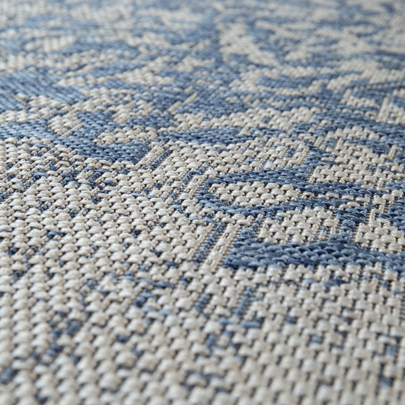 Tapis bleu / gris Codi-Louise, Rectangle 6 pi 7 po x 9 pi 2 po
