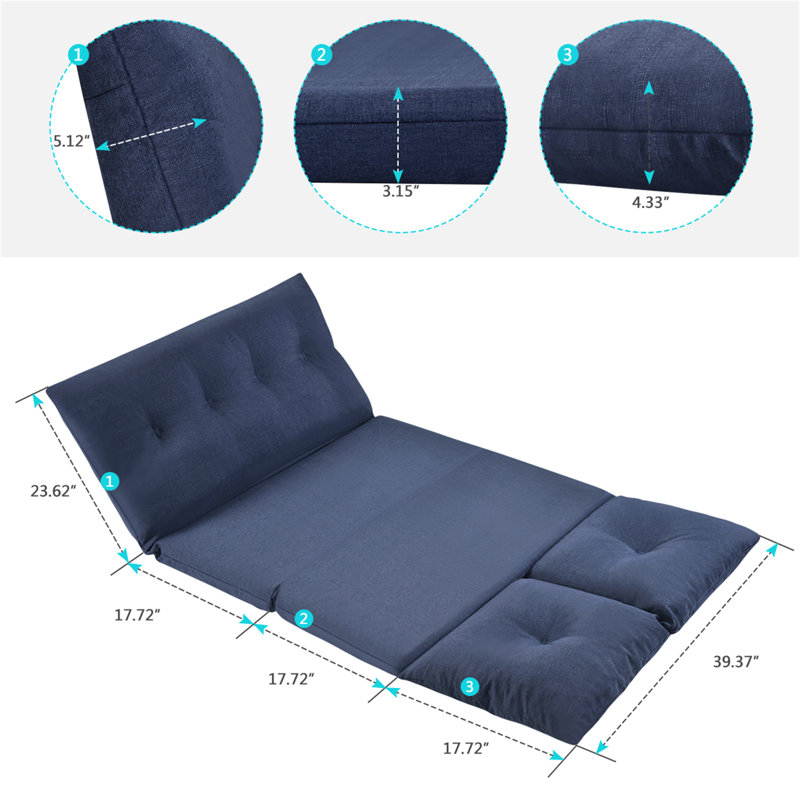 Canapé convertible Koenig, L 76,78 po x l 39,37 po x H 23,62 po, Mélange de polyester gris Inco