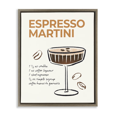 "Espresso Martini Recipe", art mural sur toile flottante par Victoria Barnes