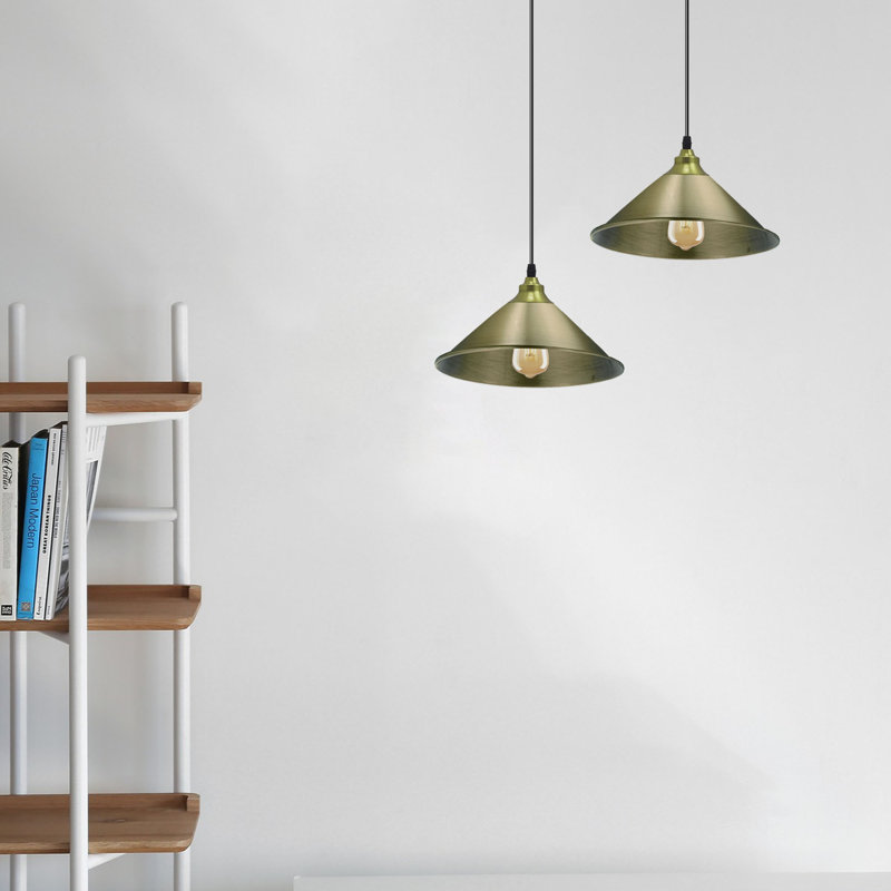 Tyrek 1 - Light Green Brass Single Pendant, No