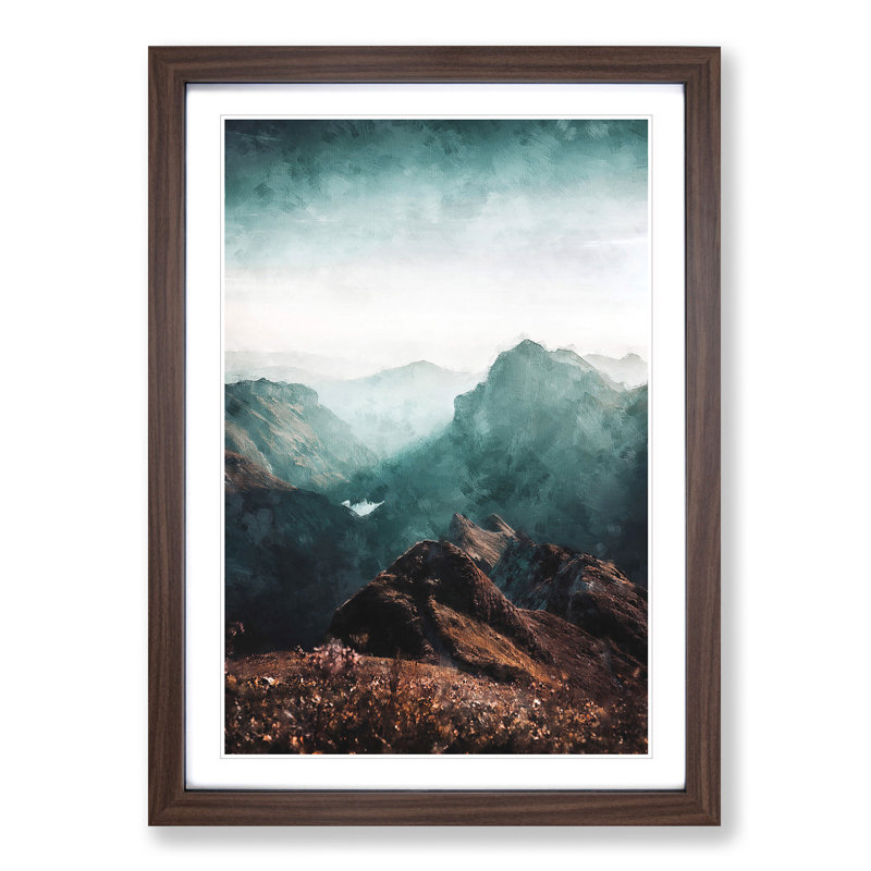Mountains in Weissbad Switzerland - Picture Frame Painting Print, Walnut Framed, 45cm H x 33cm W x 2cm D