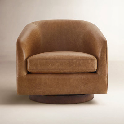 Bennett Genuine Leather Swivel Barrel Chair