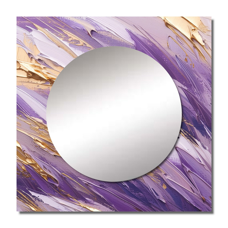 Giray - Abstrait dynamique et mauve II abstrait grand miroir carré carré pour chambre à coucher, 23 po x 23 po