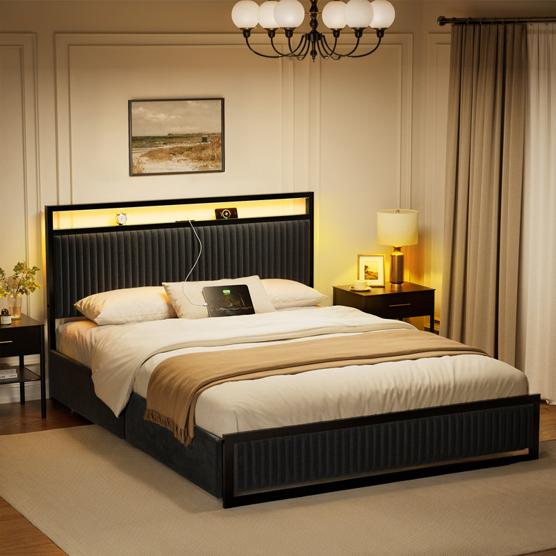 Antioch Upholstered Bed, Full, Black