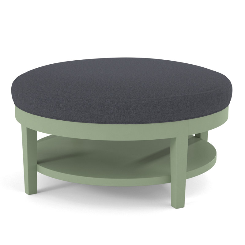 Midtown Upholstered Ottoman, Celery Finish, White Performance Fabric; 0851-94