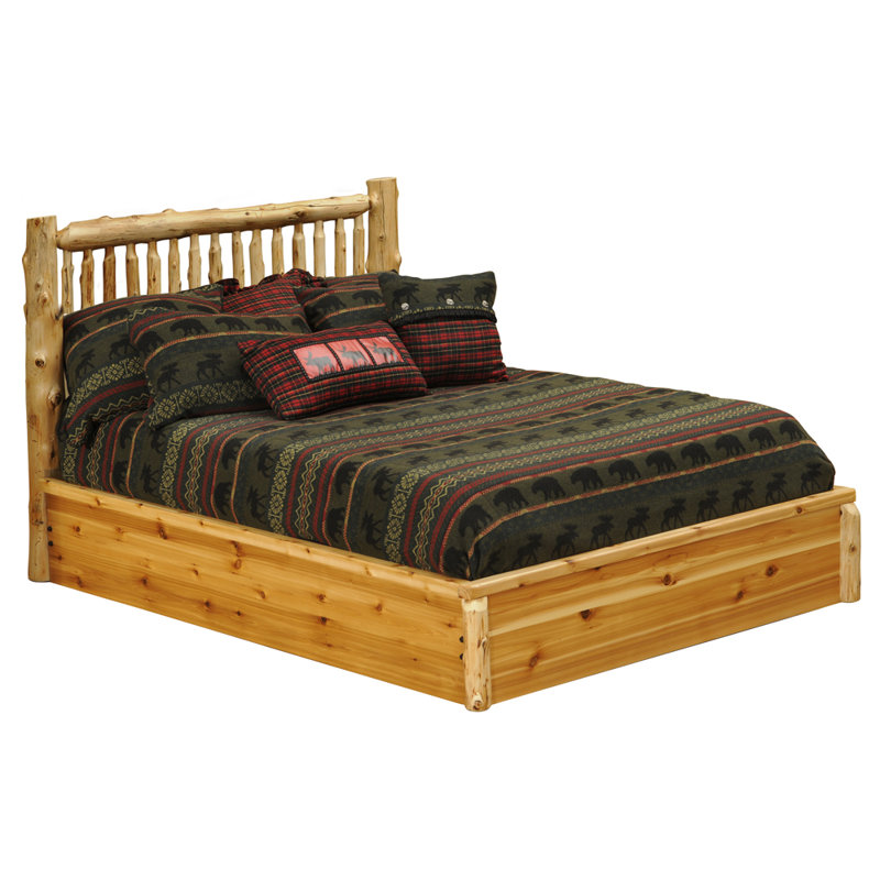Lit plateforme Fireside Lodge Cedar Log, Cèdre vintage, Très grand californien