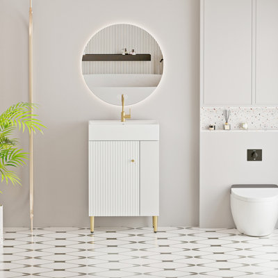 Meuble-lavabo à tablettes ouvertes 21,6 po avec lavabo en céramique
