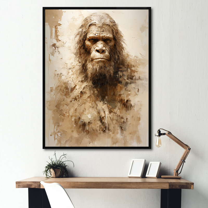 Portrait de Bigfoot IV sur toile, Cadre flottant noir, H 44 po x l 34 po x P 1,5 po