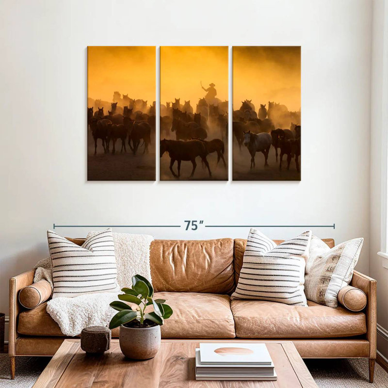 Lelar Herding Horses, 36" H x 57" W
