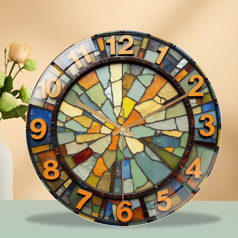 Horloge murale vitrail - 12 po