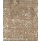 Tapis unique brun / ivoire noué à la main de conception unique
