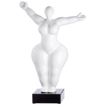 Large 33cm Yoga Figurine Ornament - Arms Raised Pose, Black - Blue