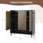 Ensemble de 2 grandes armoires à chaussures avec portes, rangement à chaussures autoportant à 6 niveaux pour porte d'entrée - tablettes réglables - armoire noire, portes rainurées en noyer foncé - 2 armoires noires avec portes rainurées en noyer foncé-841584321