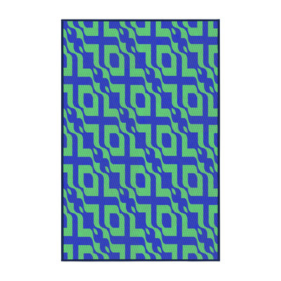 Tapis géométrique bleu / vert