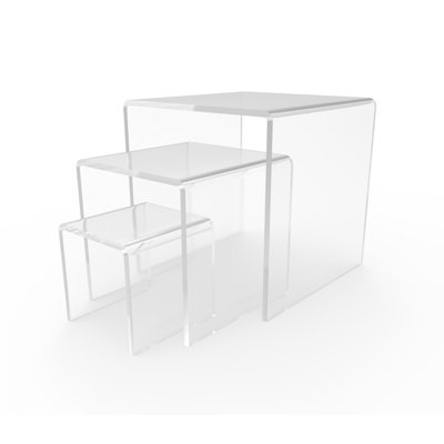 3 Riser Combo Cube 3-Sided Plexiglass Pedestal Lucite Acrylic Display Risers Jewelry