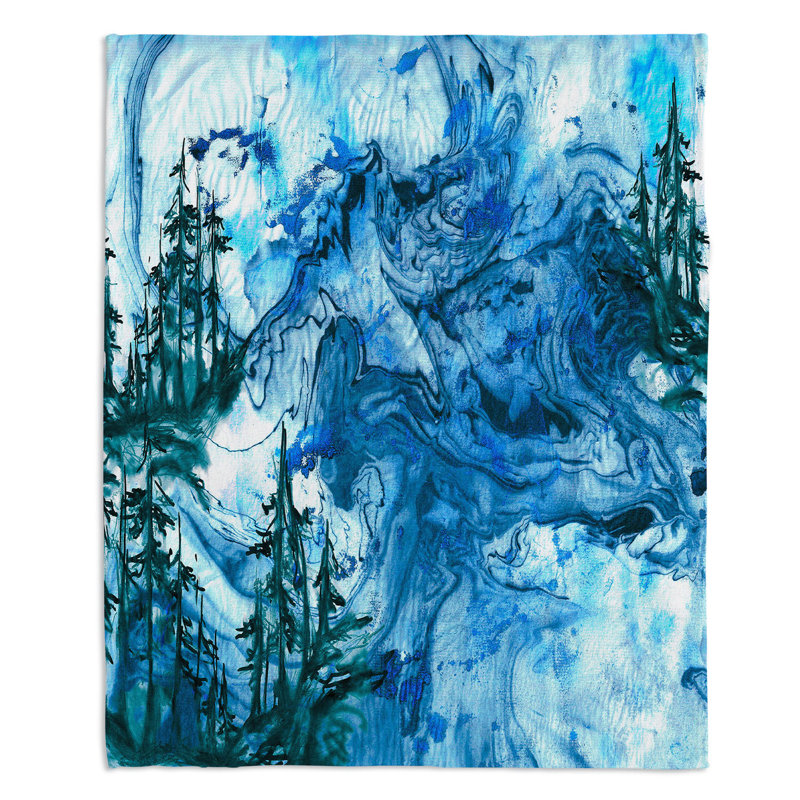 Couverture de sherpa à molleté blue, l 51 po x L 60 po