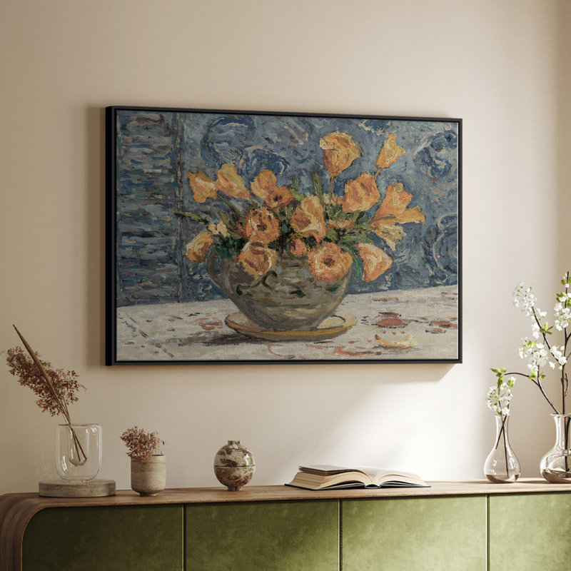 Botanique rétro - Lxxxi, Toile avec cadre flottant noir, H 25 po x l 37 po
