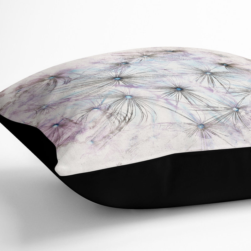 Floral Square Throw Cushion, 40cm H x 40cm W x 15cm D, Black
