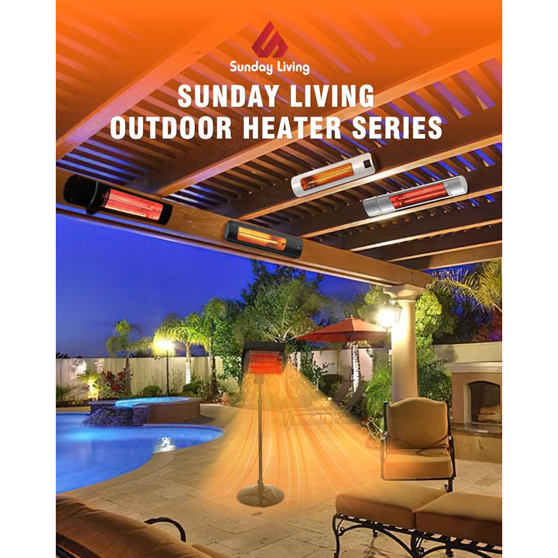 Electric Ceiling Mounted Patio Heater, Silver