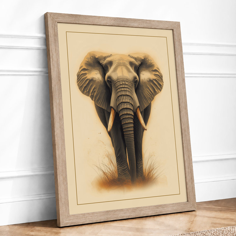 Elephant Observed Rustic - Print, A1 - 84.1 x 59.4 cm, Oak
