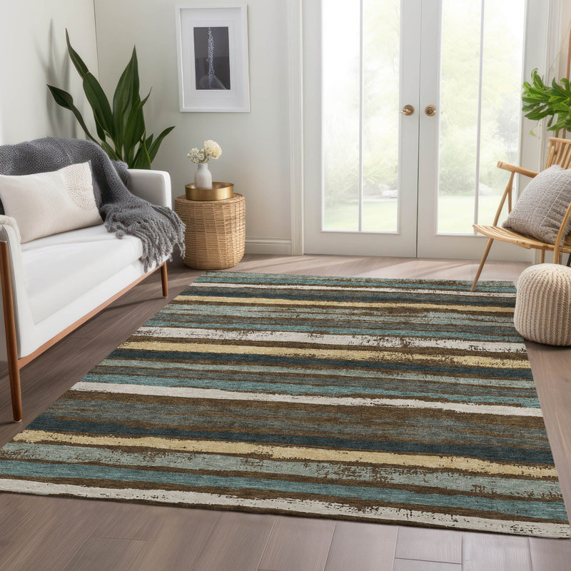 Premium Machine Washable Jahnke AMF1019 Stripes Rug, Rectangle 10 pi x 14 pi