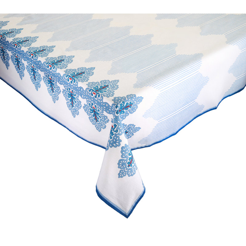 Filigree Tablecloth, White/Blue