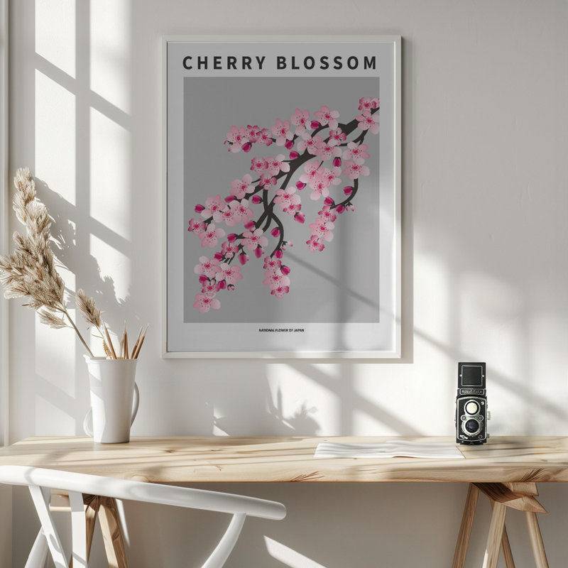 «Cherry blossom», art mural texturé encadré, Noyer, H 14 po x l 10 po
