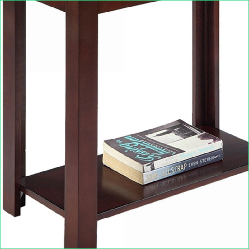 Table basse 24 po cerise foncée avec plateau en marbre - peu encombrante