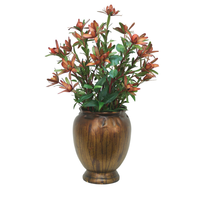 Protea Branches in Antique Gold leaf Vase