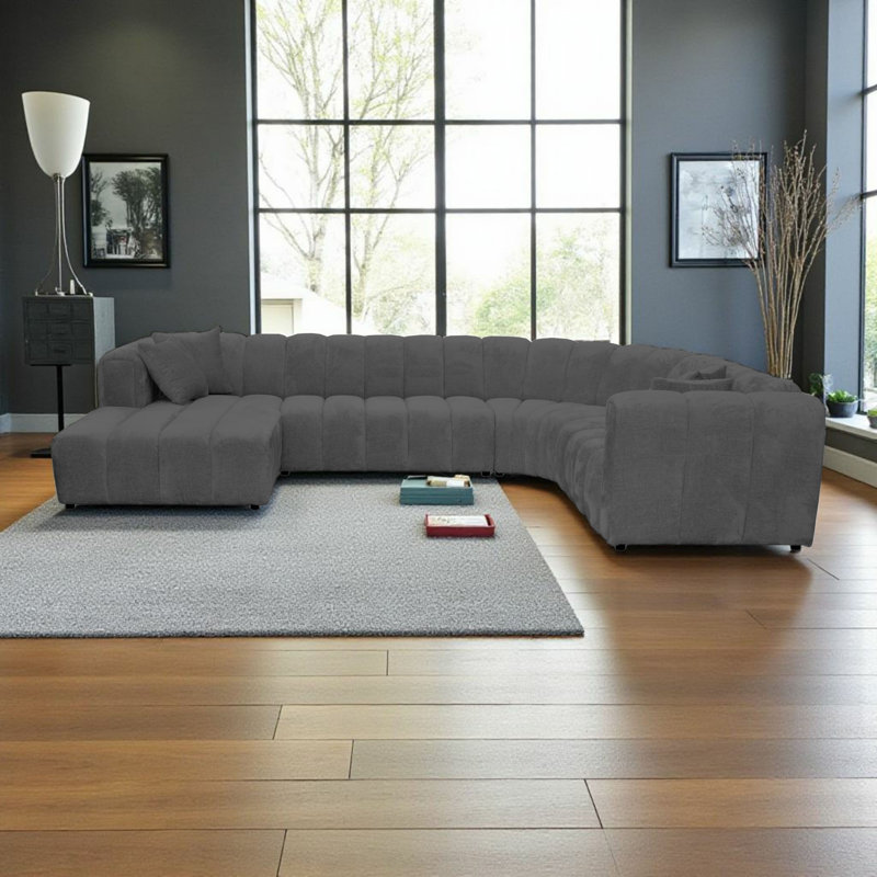 5 Seater Corner Sofa, Dark Grey, Left Hand Facing